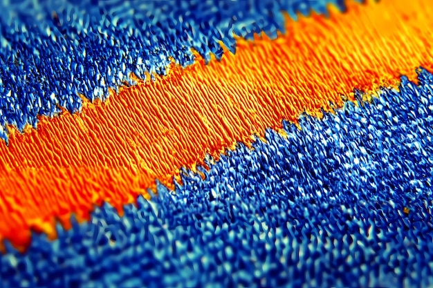 Zbliżenie haftu na tkaninie